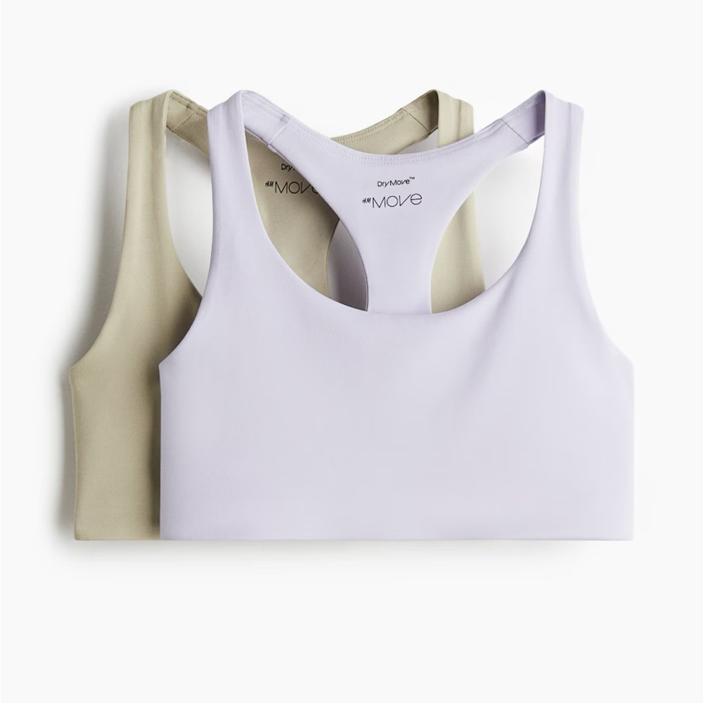 H&M Brand New 💯 
Women's Racerback Sports Bra - Lavender and Beige
(2 pack)